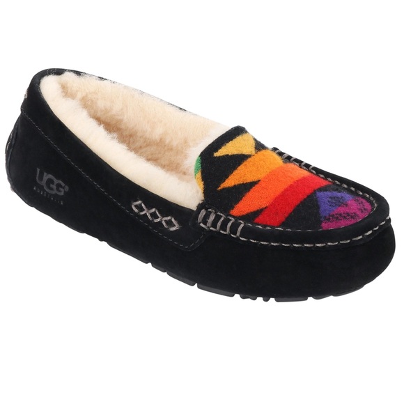 Ugg Pendleton Aztec Australia suede black woman loafer slipper size 9 - Picture 1 of 9